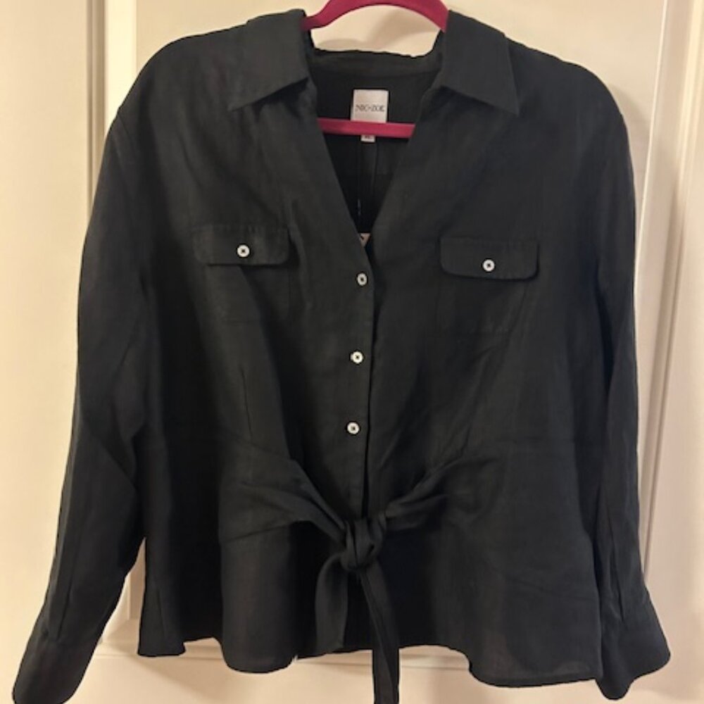 NIC+ZOE Iconic Tie Front Shirt in black